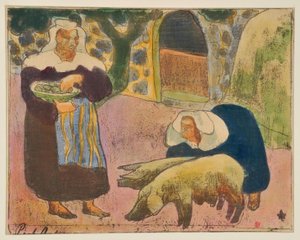 Breton Women Feeding the Pigs by Emile Bernard
