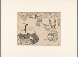Three Breton Women Hanging Laundry, Breton Women