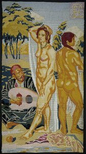 Embroidered Tableau; Two Bathers by Emile Bernard