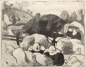 Les Bretonneries: Breton Women Making Haystacks by Emile Bernard