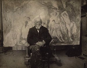 Paul Cézanne in His Studio in Les Lauves by Emile Bernard