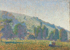 Two Breton women in a meadow by Emile Bernard