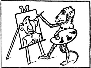 Monkey Painter Painting a Painting