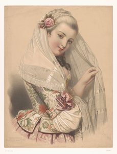 Veiled Young Woman with a Rose in Her Hair
