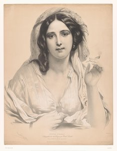 Veiled Young Woman with a Cigarette in Her Hand