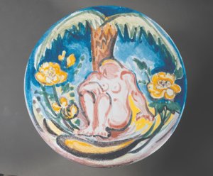 Fauve Design of Female Nude under Palm Tree