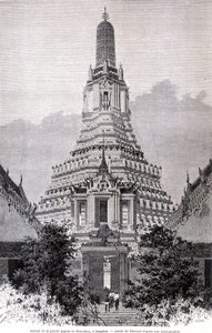 Portal of the Great Wat-Chan Pagoda, Bangkok. Drawing by Thérond by Emile Theodore Therond