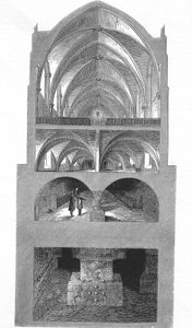 Section View of the Kitchen, Cellars and Catacombs of the Napoleon Secondary School in Paris (engraving) by Emile Theodore Therond