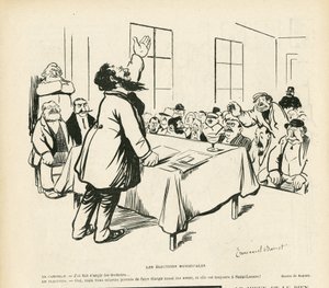 Illustration in Le Rire, 09/05/08 - Municipal Elections - Elections, Political Meeting, Meeting, Election Meeting, Municipal Elections by Emmanuel Barcet