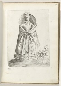 Flandrensis (title on object) A Woman from Flanders, Dressed in the Fashion of ca. 1550 (series title: Diversarum gentium nostrae aetatis habitus) by Enea Vico