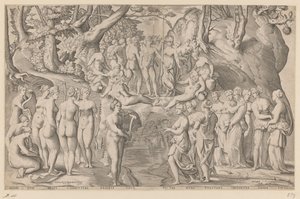 Contest Between the Muses and the Pierides by Enea Vico