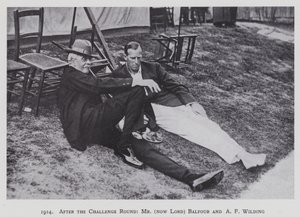 1914, After the Challenge Round, Mr (now Lord) Balfour and A F Wilding by English Photographer