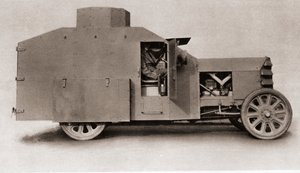 A British Armoured Car During World War One, from The Illustrated War News, 1915