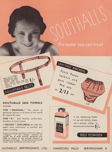 Advertisement for Southalls sanitary products