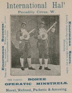 Advertisement for the Famous Bohee Operatic Minstrels