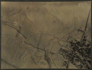 Aerial photograph with WWI trenches, 1918