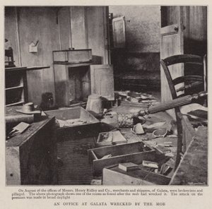 An Office at Galata wrecked by the Mob by English Photographer