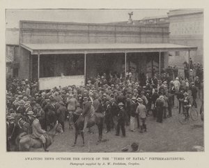 Awaiting News outside the Office of the Times of Natal, Pietermaritzburg by English Photographer