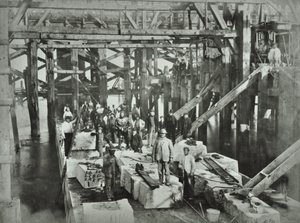 Blackfriars Bridge: Construction Workers, 1869 by English Photographer