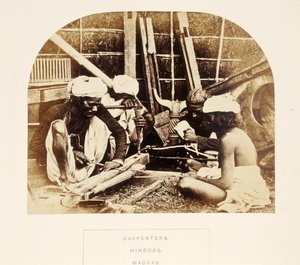 Carpenters, Hindoos, Madras, from The People of India, by J. Forbes Watson, published 1868 by English Photographer