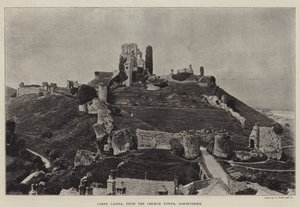 Corfe Castle, from the Church Tower, Dorsetshire