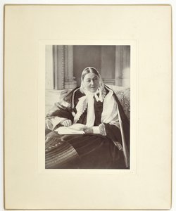 Florence Nightingale, seated on a couch in the Blue Room at Claydon House, 1891 by English Photographer
