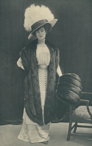 Graceful Shaped Skunk Stole and Muff by English Photographer