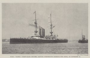 HMS Glory, First-Class Cruiser, leaving Portsmouth Harbour for China, on 24 November by English Photographer