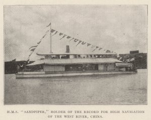 HMS Sandpiper, Holder of the Record for High Navigation of the West River, China by English Photographer