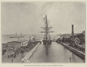 Halifax Graving Dock, HMS Canada Entering Dock by English Photographer