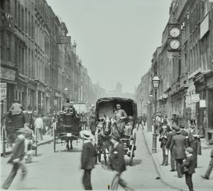 Hatton Garden: looking north from Holborn Circus, London, 1895