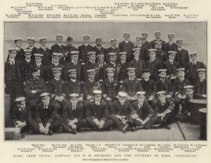 Home from China, Admiral Sir E. H. Seymour and the Officers of HMS Centurion
