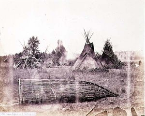 Indian Lodges on the Kootenay River by English Photographer