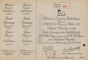 Invitation to the State Opening of the British Empire Exhibition by English Photographer