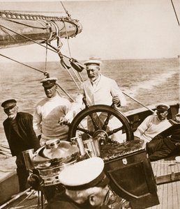 King George at the Helm of His Yacht Britannia, 1920s-30s