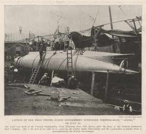 Launch of the First United States Government Submarine Torpedo-Boat, Adder, on 22 July by English Photographer