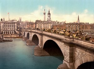 London Bridge spanning the River Thames by English Photographer