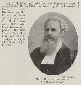 Mr J H Etherington-Smith, New Recorder of Derby by English Photographer