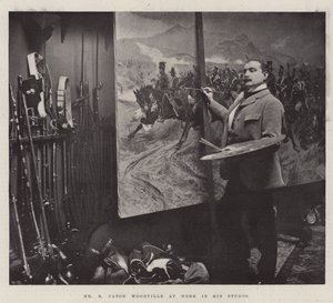Mr R Caton Woodville at Work in his Studio