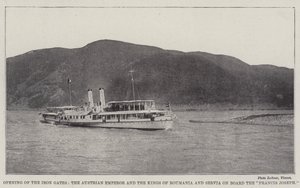 Opening of the Iron Gates, the Austrian Emperor and the Kings of Roumania and Servia on Board the Francis Joseph by English Photographer