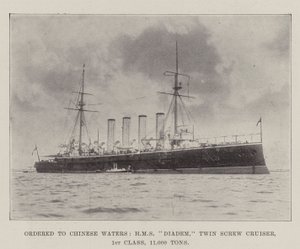Ordered to Chinese Waters, HMS Diadem, Twin Screw Cruiser, 1st Class, 11,000 Tons by English Photographer