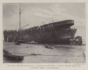 Original Method of Raising a Wreck by Floating a Vessel Within the Hull at Boston Deeps, Lincolnshire by English Photographer