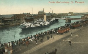 Paddle steamer from London arriving at Great Yarmouth, Norfolk by English Photographer