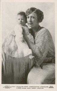 Princess Mary, Viscountess Lascelles, with her eldest son, George by English Photographer