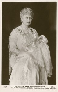 Queen Mary, consort of King George V, with her granddaughter, Princess Elizabeth by English Photographer