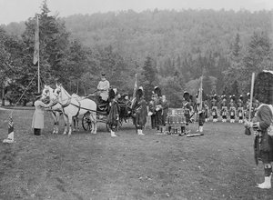 Queen Victoria Presenting Colours to the Cameron Highlanders, 1873 by English Photographer