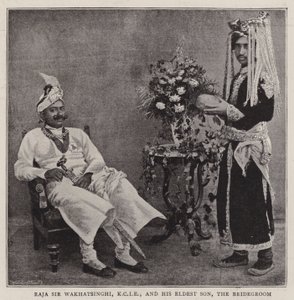 Raja Sir Wakhatsinghi, KCIE, and His Eldest Son, the Bridegroom by English Photographer