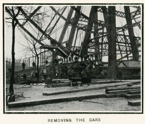 Removing the Great Wheel at Earls Court, London; Removing the Cars; From The Sphere, 13 April 1907 by English Photographer