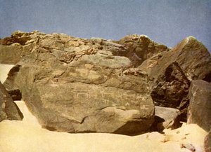 Rock bearing prehistoric hieroglyphics, Egypt by English Photographer