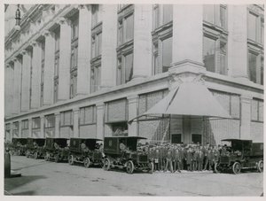 Selfridges Delivery Vans Parked Outside the Store on Oxford Street by English Photographer